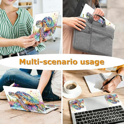 Universal Laptop Skin Sticker with 2 Wrist Pad Decals, 3-Piece Removable Vinyl Laptop Cover, Watercolor Turtle Waterproof Anti-Scratch, Easy-Trim Fit for 13.3" 14" 15.6" Laptops - color: Watercolor Turtle