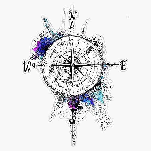 STICKY DUDE Colorful Compass Sticker, 5 inches - Vinyl Waterproof Sticker Decal Car Laptop Wall Window Car Bumper RV Sticker - size: 5in