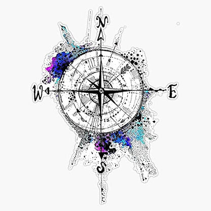 STICKY DUDE Colorful Compass Sticker, 5 inches - Vinyl Waterproof Sticker Decal Car Laptop Wall Window Car Bumper RV Sticker - size: 5in