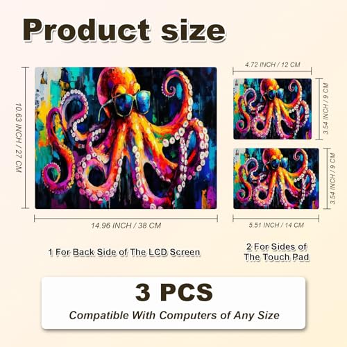 Universal Laptop Skin Sticker, 11-15.6 Inch Reusable Vinyl Laptop Skin Decal, Scratch Resistant Waterproof Cover, Easy to Trim & Apply, Cool Octopus - color: Cool Octopus