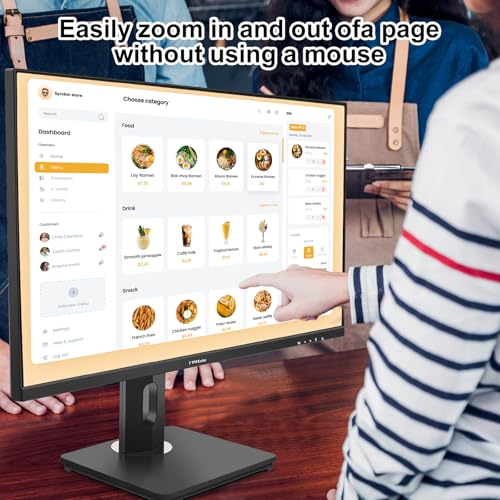 FYHXele 27 Inch Touchscreen Monitor, IPS FHD 1080P Touch PC Display, 75Hz, LED Backlit Multi-Touch Monitor, VESA, HDMI & VGA & USB Computer Touch Screen for Gaming, Business, Warehouse, Bar, Gym - color: Black-27"