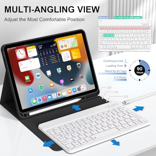 Keyboard Case for iPad (A16) 11th Gen 11 Inch 2025, iPad 10th Generation 10.9 inch 2022 with Pencil Holder, Wireless Keyboard and Slim Lightweight Soft Cover Auto Wake/Sleep, Black - color: Black