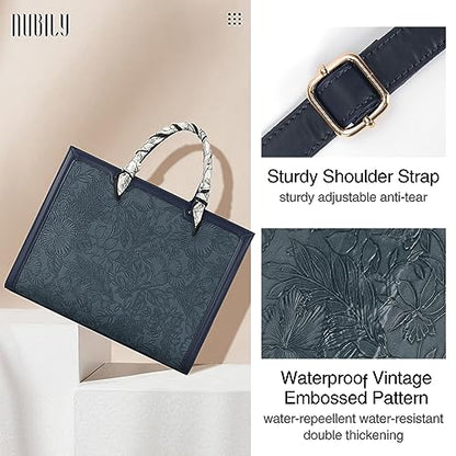 Laptop Bag for Women 15.6 Inch Laptop Tote Bag Waterproof Leather Computer Bag Business Lightweight Office Briefcase Large Shoulder Handbag Deep Blue - color: Deep Blue