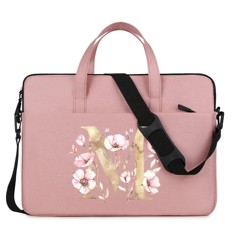 Computer Bag For Men & Women, With Initial Laptop Bag,14/15inches Messenger bag For Office、Business、Travel、School - color: Pk-m