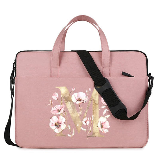 Computer Bag For Men & Women, With Initial Laptop Bag,14/15inches Messenger bag For Office、Business、Travel、School - color: Pk-m