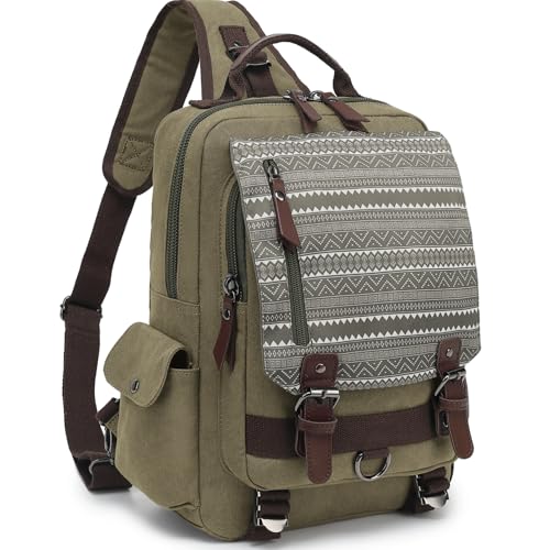 Retro Canvas Messenger Bag — Unisex Crossbody Shoulder Sling Bag for Travel, Work & Daily Use - color: Army Green-jh, size: Large