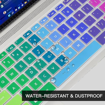 Keyboard Cover for HP 14 Laptop/HP Pavilion x360 14-dq 14-fq 14-ba/bf/cm/ce/cf/dk 14t-dh200 14-dq0040nr 14-dq0052dx 14-dq5009nr 14-dq0762dx 14-dq6011dx dq0703dx 14-dq0070nr 14-fq0013dx, Rainbow - color: Rainbow