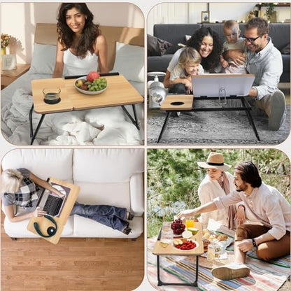 Adjustable Laptop Desk for Bed,Bed Table for Laptops,Laptop Stand for Beds,Lap Desk Foldable Bed Desk for Laptops and Writing,Portable Beds Tray Table with Cup Holder