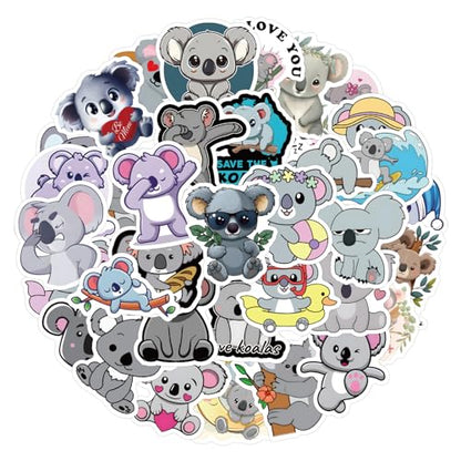 60pcs Cartoon Koala Stickers for Kids Journals,Lovely Aesthetic Vinyl Decals for Teens Laptops Water Bottle Suitcase Skateboard Phone Pad (Koala) - color: Koala