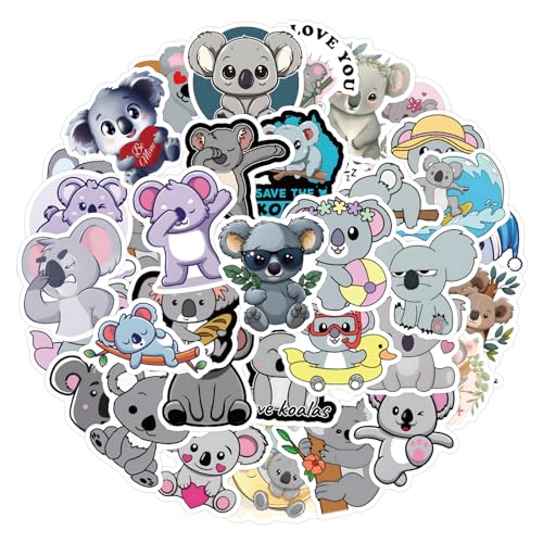 60pcs Cartoon Koala Stickers for Kids Journals,Lovely Aesthetic Vinyl Decals for Teens Laptops Water Bottle Suitcase Skateboard Phone Pad (Koala) - color: Koala