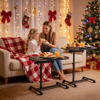 MoNiBloom Rolling Mobile Standing Desk 360° Rotatable Panel Adjustable Height 59''-89'' Portable Overbed Laptop Sofa Table Cart with Wheels for Offices Home Medical, Black - color: Black/Black