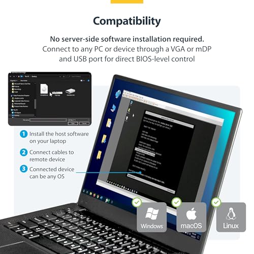 StarTech Crash Cart Adapter, USB/VGA/Mini DP, TAA (NOTECONS02-VGA-MDP) | USB/VGA KVM console, File transfer & video capture, Mini DP adapter, BIOS-level control, Self-powered, Win/Linux/macOS