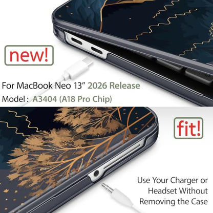 May Chen Compatible with MacBook Neo 13 inch Case 2026 Model A3404, Plastic Hard Shell,Keyboard Cover,Screen Protector,Dust Plug, for MacBook Neo 13" with A18 Pro Chip, Starry Mountain - color: Starry Mountain