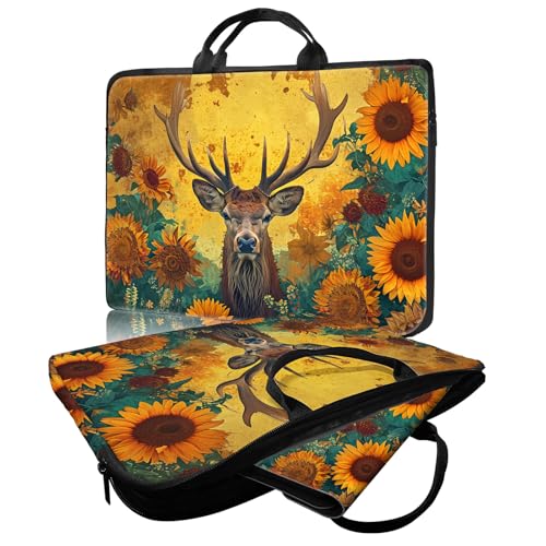 Laptop Bag,14 15 15.6 inch Laptop Case Sleeve,Computer Sleeve with Handle for Women Men,Carrying Case for MacBook,Dell,Lenovo,Notebook Computer,Cartoon Deer Sunflower - color: Cartoon Deer Sunflower
