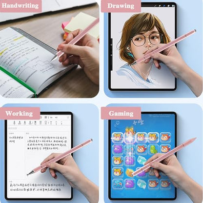 3 in 1 Universal Stylus Pen for Touchscreen,High Sensitivity&Precision | Metal Barrel, No Bluetooth,No Charging Capacitive Stylus Pen for iPad/Nintendo Switch/iPhone/Android/Samsung/Tablets-Pink - color: Pink