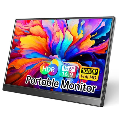 Portable Monitor 15.6 Inch 1080P USB-C HDMI Ultra-Slim Travel Monitor with Kickstand, Compatible with Xbox, Laptop, PC, Mac Phone, PS, Swich IPS Ultra-Thin Zero Frame Gaming Monitor - size: 15.6" 1080P