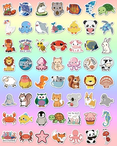300 Pcs Animal Stickers for Kids, Cute Water Bottle Stickers, Party Favors | Vinyl Waterproof Kid Sticker Pack, Kids Classroom Prizes for Elementary Students, Goodie Bags Stuffers for Kids - style: 300 Pcs