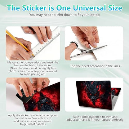 Laptop Skin Sticker Decal 12"-15.6" Universal Laptop/Notebook/Netbook Vinyl - Waterproof Scratch Resistant,Fits HP Dell Lenovo MacBook,2 Free Wrist Pads,Easy Apply & Remove,Black Red Dragon - color: Black Red Dragon