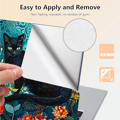 Laptop Skin Sticker Decal 15.6 Inch,12 13 13.3 14 15 15.6 in Laptop Netbook Skins for Notebook,Art Decal Removable Waterproof Scratch Resistant,Universal Vinyl Cover,Blue Flower Cat - color: Blue Flower Cat