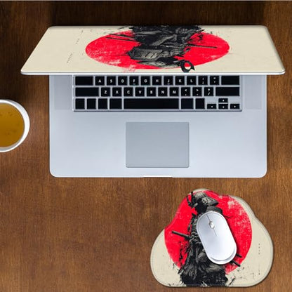 Laptop Skin Sticker Decal 15-15.6 Inch with Cute Mouse Pad, Universal Reusable Vinyl Sticker for 12.1 13 13.3 14 15.4 Inch Netbook and Notebook PC, Japanese Samurai - color: Japanese Samurai