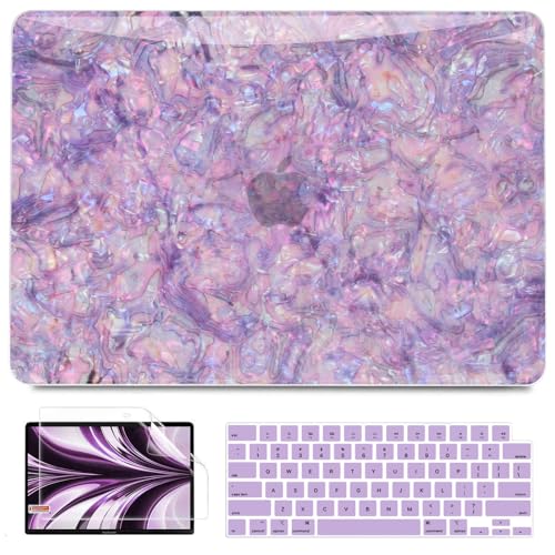 B BELK Compatible with MacBook Air 13 inch Case M5 2026-2022 M4 M3 M2 A3449 A3240 A3113 A2681, Plastic Hard Shell+Keyboard Cover+Screen Protector for MacBook Air 13.6 inch Case, Shiny Purple Pearl - color: Shiny Purple Pearl