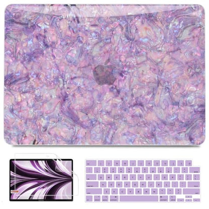 B BELK Compatible with MacBook Air 13 inch Case M5 2026-2022 M4 M3 M2 A3449 A3240 A3113 A2681, Plastic Hard Shell+Keyboard Cover+Screen Protector for MacBook Air 13.6 inch Case, Shiny Purple Pearl - color: Shiny Purple Pearl