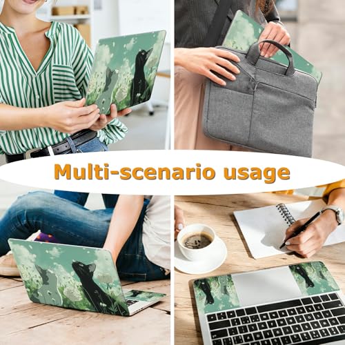 Universal Laptop Skin Sticker with 2 Wrist Pad Decals, 3-Piece Removable Vinyl Laptop Cover, Cat Looking up at Sky Waterproof Anti-Scratch, Easy-Trim Fit for 13.3" 14" 15.6" Laptops - color: Cat Looking up at Sky