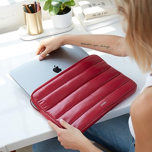 Vandel The Original Puffy Laptop Sleeve 13-14 Inch, Laptop Sleeve for Women | Protective Carrying Case Cover for MacBook Pro 14 in, MacBook Air 13 Inch, iPad Pro 12.9, Dell, Asus, HP - color: h. Shiny Red