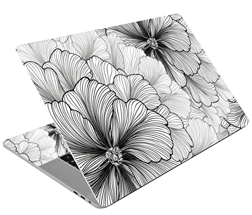 Laptop Skin Sticker Decal 15-15.6 Inches, Universal Reusable Vinyl Sticker for 12.1 13 13.3 14 15.4 Inches Netbook/Notebook PC, Waterproof & Scratch-Resistant (Sketch Flower) - color: Sketch Flower