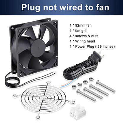 Wathai EC 92mm AC Axial Cooling Fan 110V 120V Industrial Case Fan 90mm | AC 110v - 240V Dual Ball High Speed Energy-efficient and lightweight - style: 92x25mm