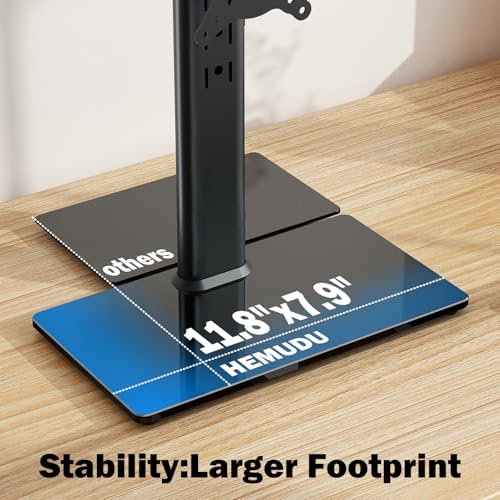 Single LCD Computer Monitor Free-Standing Desk Stand Mount Riser for 13 inch to 32 inch screen with Swivel, Height Adjustable, Rotation, Vesa Base Stand Holds One (1) Screen up to 77Lbs(HT05B-001)) - color: Black
