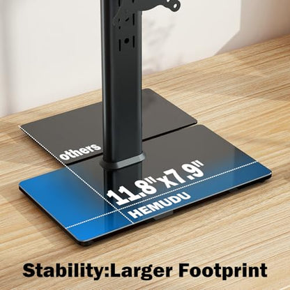 Single LCD Computer Monitor Free-Standing Desk Stand Mount Riser for 13 inch to 32 inch screen with Swivel, Height Adjustable, Rotation, Vesa Base Stand Holds One (1) Screen up to 77Lbs(HT05B-001)) - color: Black