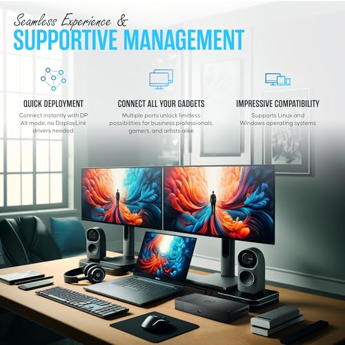 Dell WD19TBS Thunderbolt Dock, USB-C Docking Station Dual Monitor | 180W Adap ter Included, HDMI & DisplayPort Cables, Triple 4K Display Support, 130W Power Delivery, 40Gbps Transfer Speed