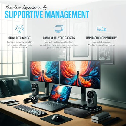 Dell WD19TBS Thunderbolt Dock, USB-C Docking Station Dual Monitor | 180W Adap ter Included, HDMI & DisplayPort Cables, Triple 4K Display Support, 130W Power Delivery, 40Gbps Transfer Speed