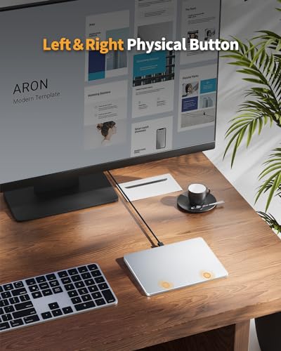 ProtoArc Wired USB Trackpad Mouse for Windows 10/11, Large High-Precision Touchpad Mouse, Multi-Gesture with Ultra Slim Portable Aluminum Trackpad for Computer/Desktop/Laptop, White and Silver