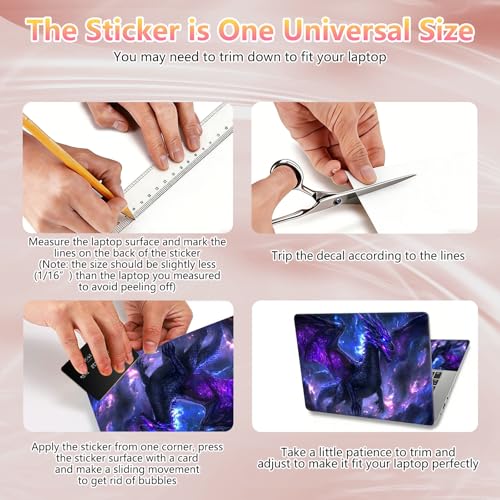 Laptop Skin Sticker Decal 12" 13" 13.3" 14" 15" 15.6",Waterproof Scratch Resistant Vinyl,Reusable Easy to Apply,for MacBook HP Dell Notebooks Netbooks Laptop,2 Wrist Pads,Black Purple Dragon - color: Black Purple Dragon