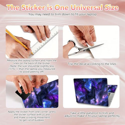 Laptop Skin Sticker Decal 12" 13" 13.3" 14" 15" 15.6",Waterproof Scratch Resistant Vinyl,Reusable Easy to Apply,for MacBook HP Dell Notebooks Netbooks Laptop,2 Wrist Pads,Black Purple Dragon - color: Black Purple Dragon