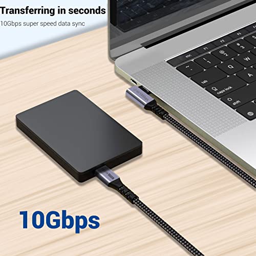 USB C to USB C Cable 3.1 Gen 2 Right Angle, 3.3ft 2 Packs | 100W, PD Fast Charging, SuperSpeed 10 Gbps, 90 Degree 4K Monitor Video Output, Compatible for iPhone 15Pro/15ProMax - size: 100w - 3ft, 3ft