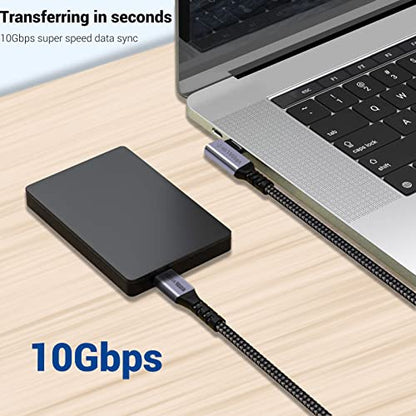 USB C to USB C Cable 3.1 Gen 2 Right Angle, 3.3ft 2 Packs | 100W, PD Fast Charging, SuperSpeed 10 Gbps, 90 Degree 4K Monitor Video Output, Compatible for iPhone 15Pro/15ProMax - size: 100w - 3ft, 3ft