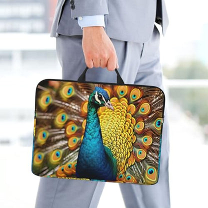 14 Inch Laptop Sleeve Case Waterproof Lightweight Laptop Case Bag Peacock Travel Laptop Bag With Handle Briefcase Messenger Bag For Women Men