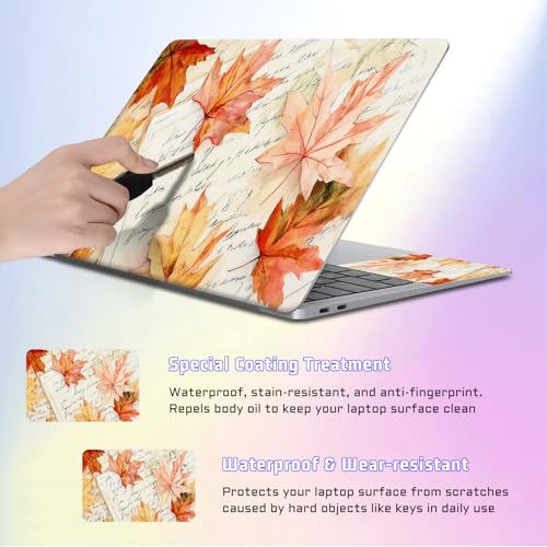 Universal Laptop Skin Sticker Decal, Compatible with MacBook HP Dell Lenovo 12"-15.6", Reusable Vinyl Notebook Cover 3PCS Set, High-Recognition Film-Autumn Maple Leaf - color: Autumn Maple Leaf
