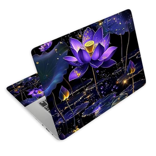 Universal Laptop Skin Decal, 3-Piece Vinyl Protector for 12 13 14 15.6" Notebook, Waterproof Anti-Scratch, Easy Trim & Bubble-Free Finish, Purple Lotus Flower - color: Purple Lotus Flower