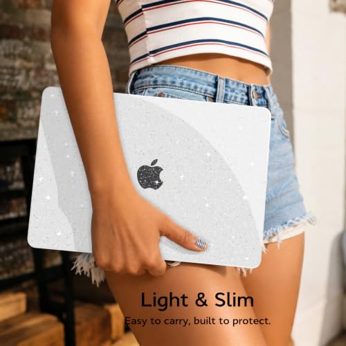 B BELK for MacBook Air 13 inch Case 2026-2022 M5 M4 M3 M2, Glitter Clear | Model A3449 A3240 A3113 A2681, Sparkly Plastic Hard Shell for MacBook Air 13.6 inch Case & Keyboard Cover & Screen Protector - color: Glitter Clear