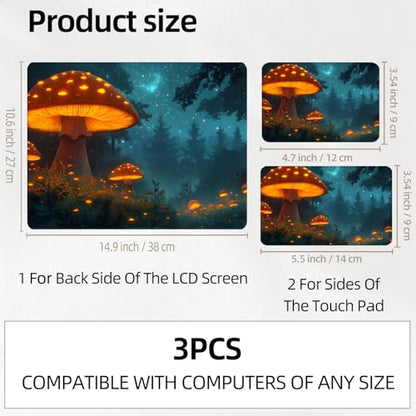 Giant Forest Magic Mushroom Universal Laptop Skin Sticker 3PCS, Protective Decal Trim-to-Fit 11.6" 13.3" 14" 15.6" Laptop Vinyl Cover, Removable Anti-Scratch Computer Decal Protector - color: Giant Forest Magic Mushroom
