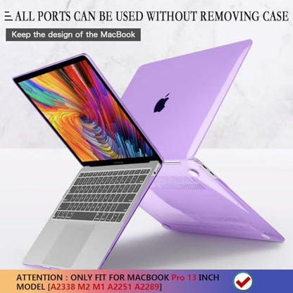 CISSOOK Cover for MacBook Pro 13 Inch Case Purple 2025-2020 Release | 4in1 Set Plastic Hard Shell Case with Keyboard Cover for Pro 13 M1 M2 A2251 A2289 A2338 - Purple - color: Purple