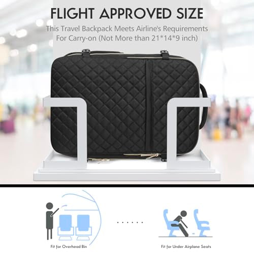 Large Travel Backpack Women, Flight Approved Carry On Backpack, Water Resistant Anti-Theft Casual Daypack School Bag Fit 17 Inch Laptop with USB Charging Port, Black - color: Black, size: 17.3 inch