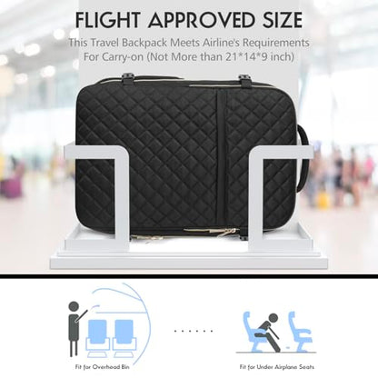 Large Travel Backpack Women, Flight Approved Carry On Backpack, Water Resistant Anti-Theft Casual Daypack School Bag Fit 17 Inch Laptop with USB Charging Port, Black - color: Black, size: 17.3 inch