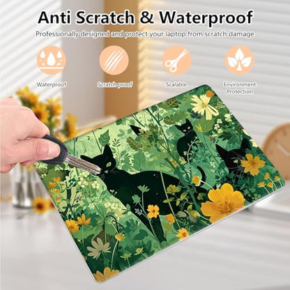Laptop Skin Sticker Decal 15.6 Inch,12 13 13.3 14 15 15.6 in Laptop Netbook Skins for Notebook,Art Decal Removable Waterproof Scratch Resistant,Universal Vinyl Cover,Cat Plant Cute - color: Cat Plant Cute