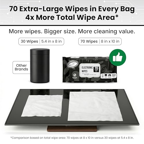 Air Jungles Electronic Wipes Screen Cleaner 70 Ct (Pack of 3), XL 8x10 Inch | No Cloth Needed, Cleaning LED Screen, TV, Computer, Tablet, Phone, Laptop, Monitor, Smart Watch, Headphone & Gaming Equipment - size: 70 Count (Pack of 3)