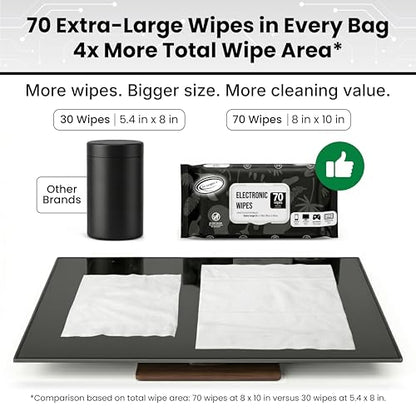 Air Jungles Electronic Wipes Screen Cleaner 70 Ct (Pack of 3), XL 8x10 Inch | No Cloth Needed, Cleaning LED Screen, TV, Computer, Tablet, Phone, Laptop, Monitor, Smart Watch, Headphone & Gaming Equipment - size: 70 Count (Pack of 3)